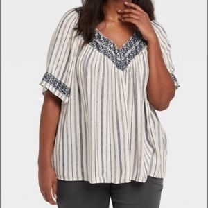 Knox Rose Cream & Navy Striped Blouse